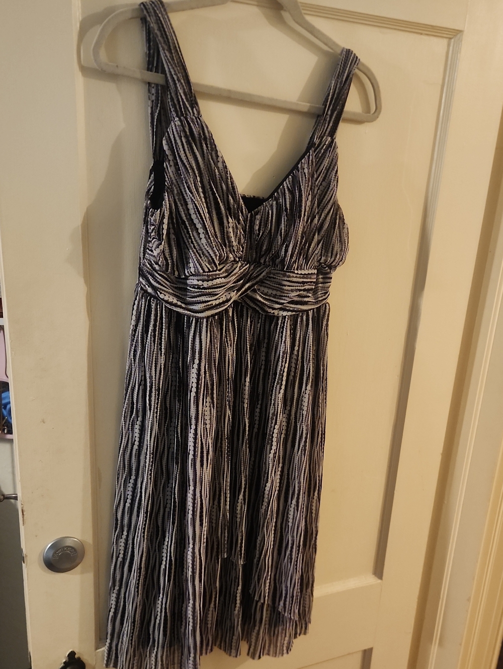 Chadwicks Black and White Striped Midi Dress